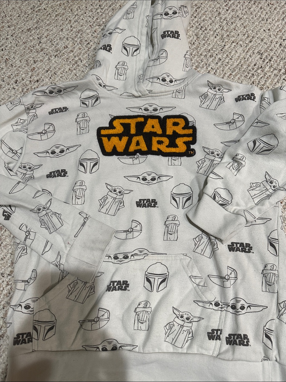 Star Wars White & Black Baby Yoda Graphic Hoodie